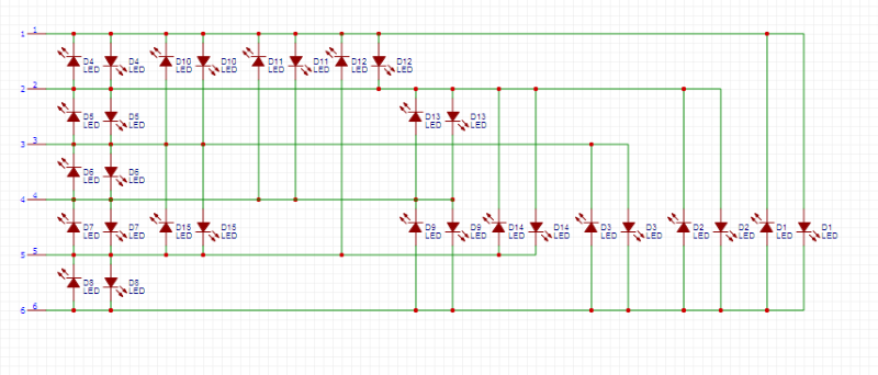 Larson scanner connection matrix diagram for Charlieplexing